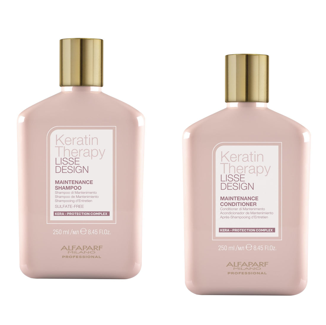 Alfaparf Milano Lisse Design Keratin Shampoo and Conditioner Set - Sulfate Free - Anti-Frizz - Maintains & Enhances Professional Keratin Therapy Treatment - Keeps Hair Smooth & Straight