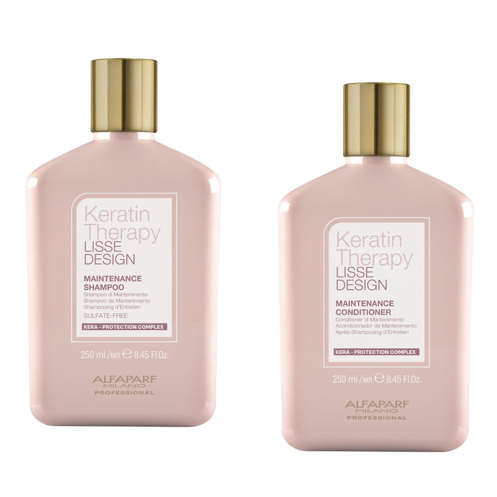 Alfaparf Milano Lisse Design Keratin Shampoo and Conditioner Set - Sulfate Free - Anti-Frizz - Maintains & Enhances Professional Keratin Therapy Treatment - Keeps Hair Smooth & Straight