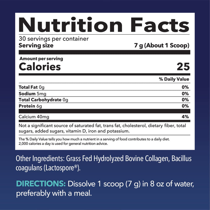 Collagen Peptides Powder with Probiotics - Grass-Fed Hydrolyzed Type I & III for Hair Skin and Nail Health - GLP-1 Nutritional Support for Digestion - Easy-to-Mix, Unflavored, 1-Month Supply