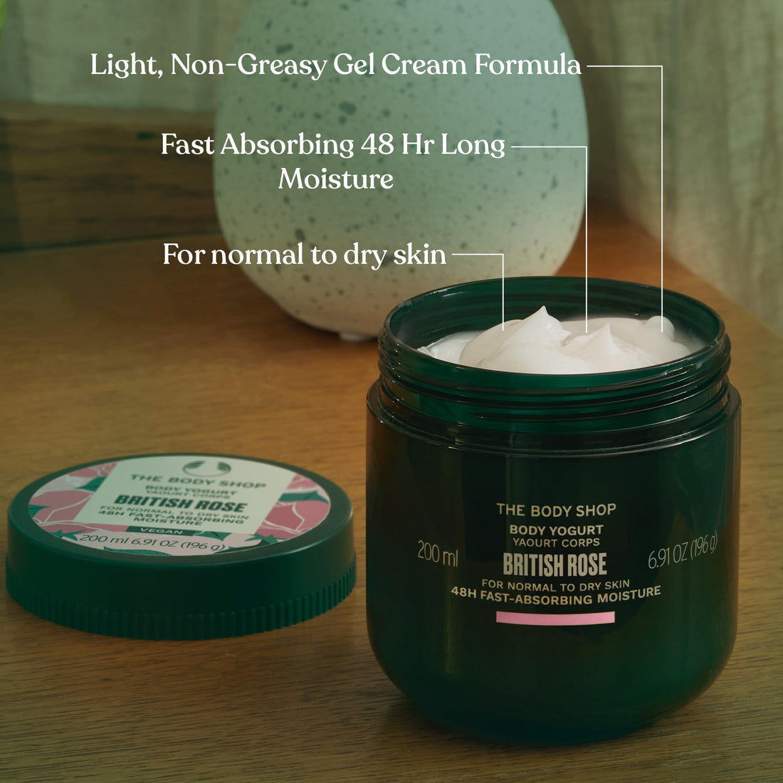 The Body Shop British Rose Body Yogurt, 48hr Moisturizer, 100% Vegan, 6.91 Fl.Oz