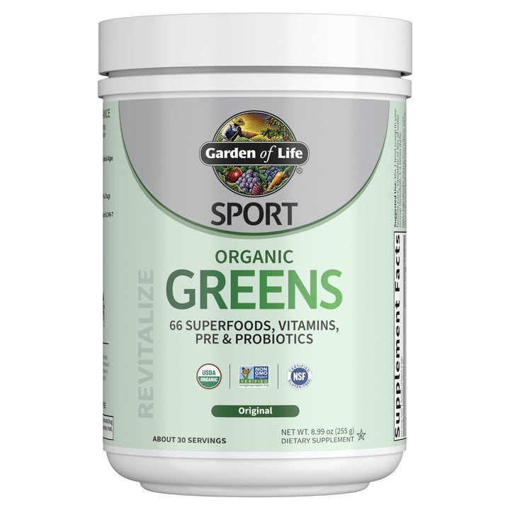 Garden of Life Sport Nutrition Greens and Superfoods Powder for Women and Men - Unflavored, Organic Blend - Spirulina, Fruit, Vitamins, Pre & Probiotics, Mushrooms, Athletic Supplements, 30 Servings