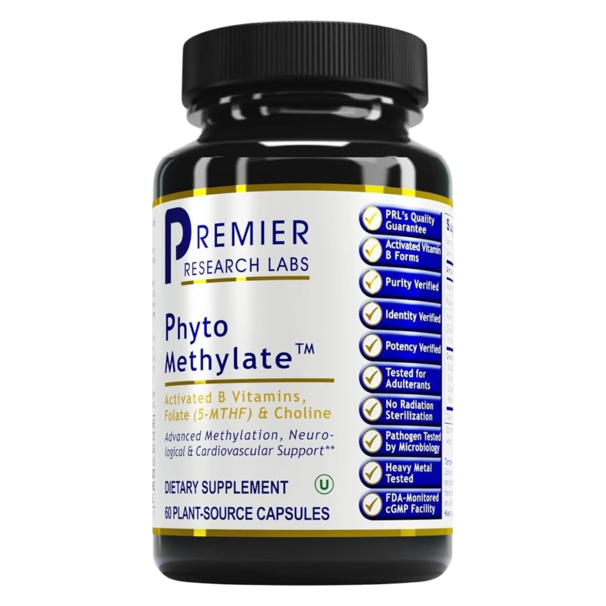 Premier Research Labs Phyto Methylate - B Vitamin Supplement - Supports Methylation, Detox, Brain & Heart Health - 5-MTHF & P5P - 60 Plant-Source Capsules