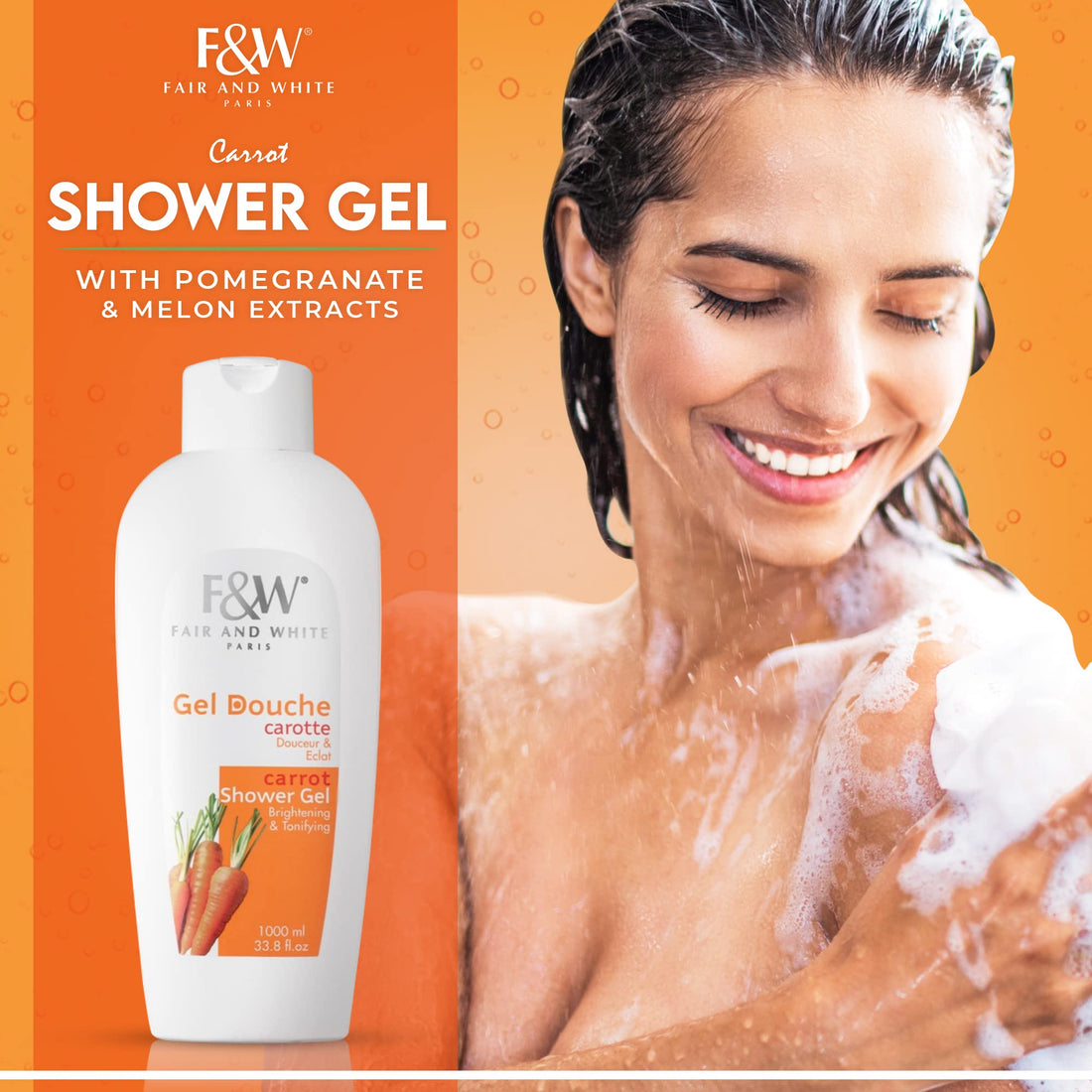 FAIR WHITE Fair & White Original Carrot Brightening & Tonifying Shower Gel, 1000Ml / 33.8Fl. Oz