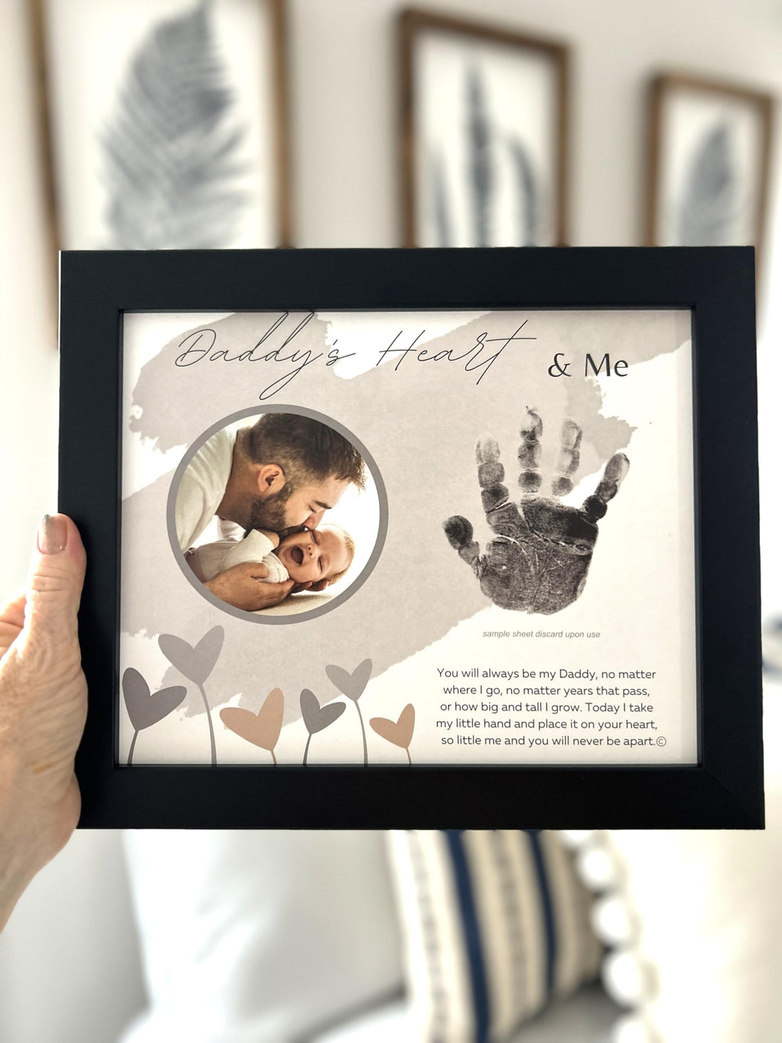 Baby Child Keepsake Handprint Frame for Daddy with Poetry - Loving Gift for Dad for Christmas, Father's Day, Birthday- Made in USA