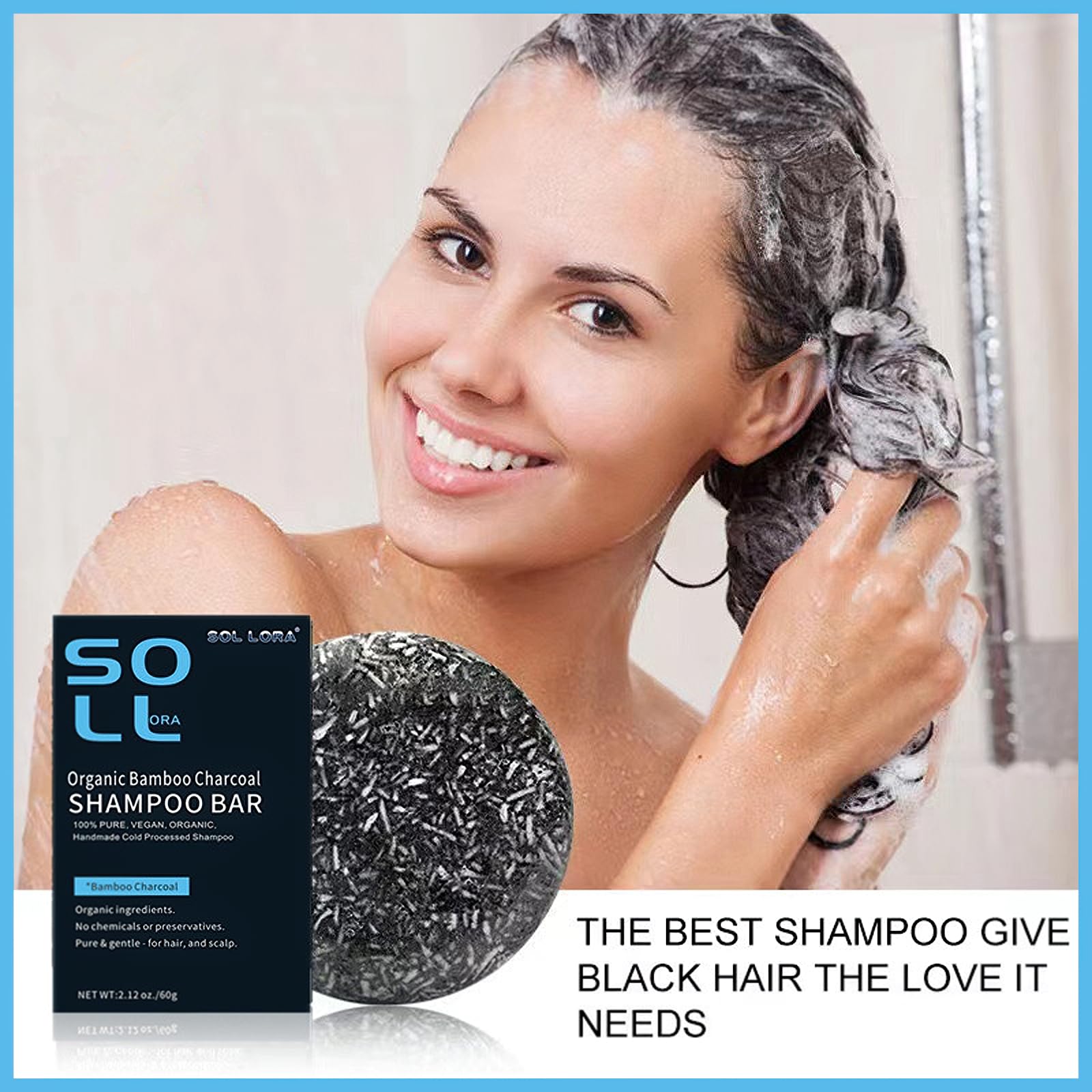 MIELIKKI Hair Soap, Natural Organic Bamboo Charcoal Shampoo Bar, Gray Hair Reverse Bar, Darkening Oil Control for Women Men