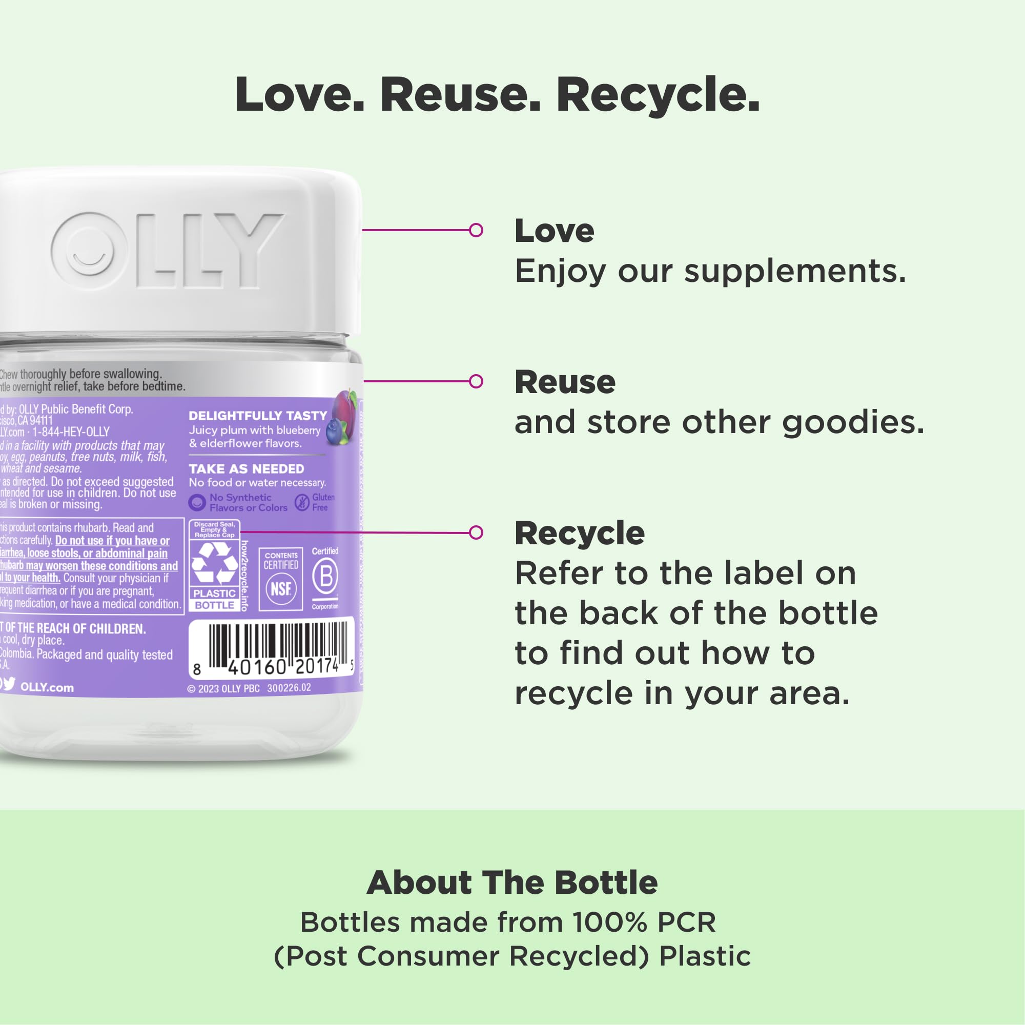 OLLY Keep it Moving Constipation Relief, Rhubarb, Prunes, Amla - Plum Berry Flavor - 30ct