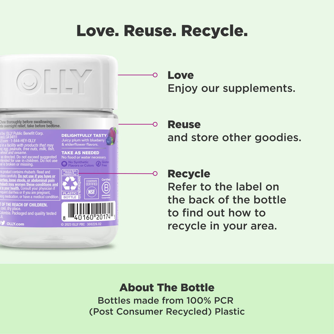 OLLY Keep it Moving Constipation Relief, Rhubarb, Prunes, Amla - Plum Berry Flavor - 30ct