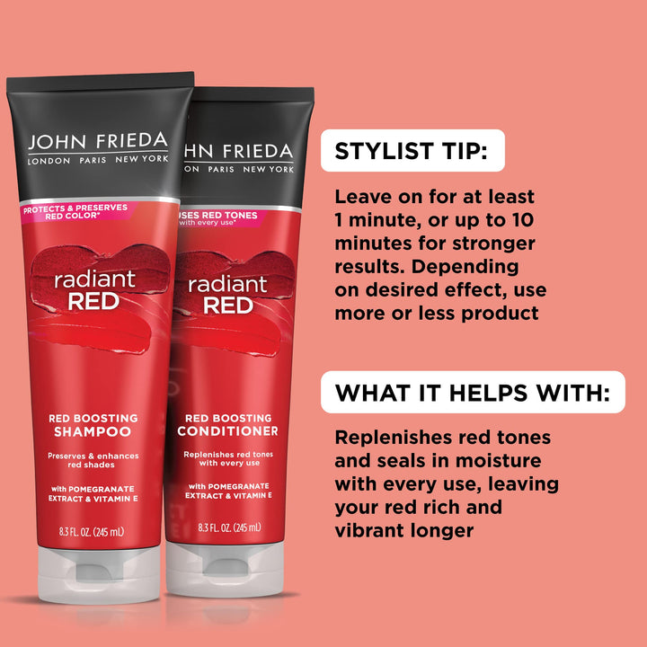 John Frieda Radiant Red Red Boosting Conditioner, Daily Conditioner, Helps Replenish Red Hair Tones, 8.3 Ounce, with Pomegranate and Vitamin E