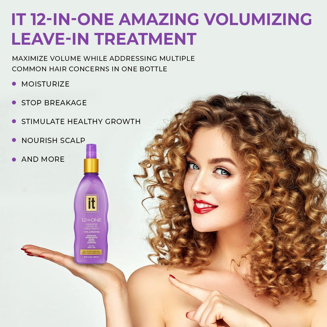 IT 12-in-ONE Amazing Leave In Treatment Spray | Volumizing, Infused with Keratin Proteins, Repairs, Protects, Strengthens Hair | Parabens Free, 10.2oz
