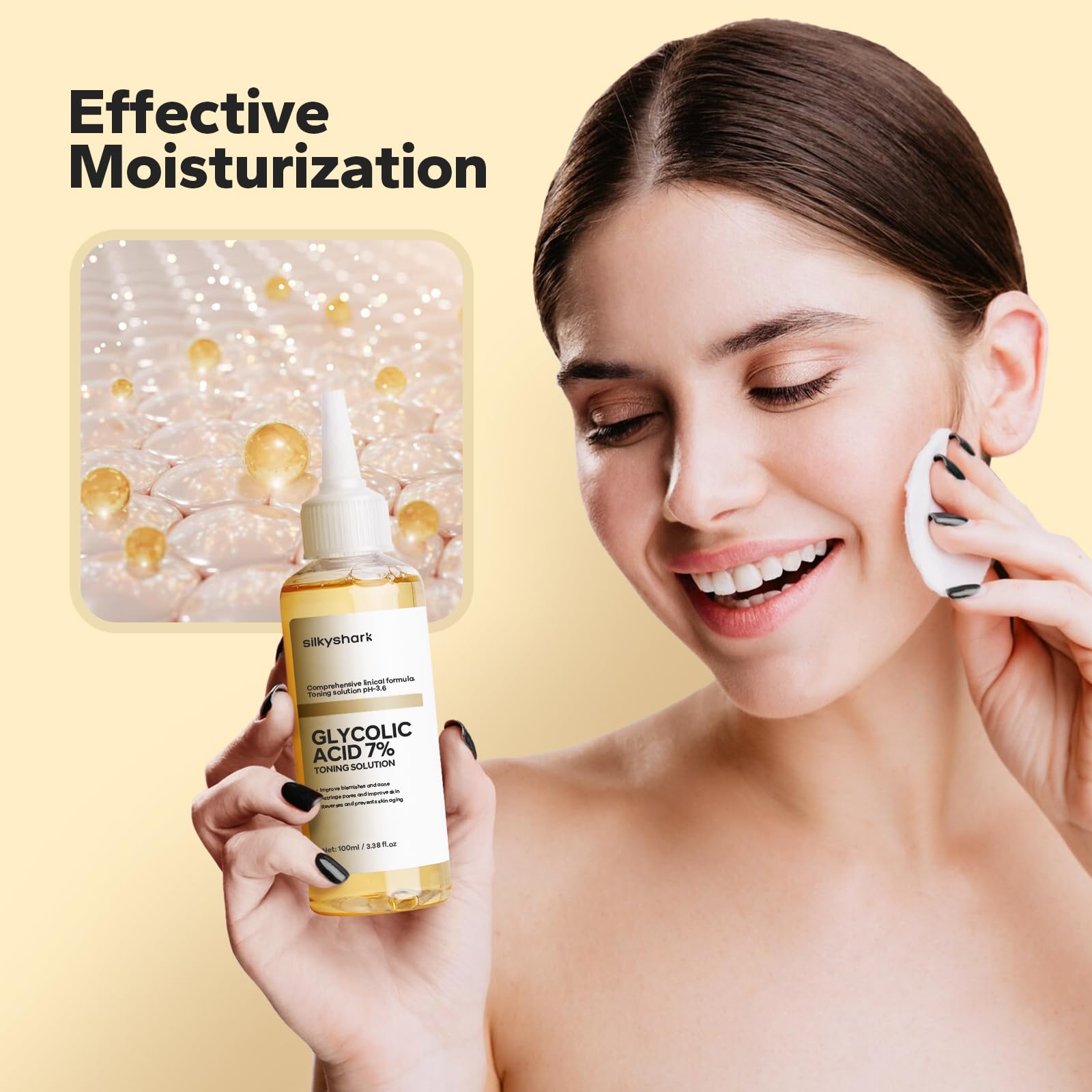SilkyShark Glycolic Acid 7% Toner (100ml), Gentle Exfoliating Toner, Glycolic Acid 7% Toning Solution for Diminished Dullness, Wrinkle Exfoliating Serum for Face, Hydrates and Reduces Skin Blemishes