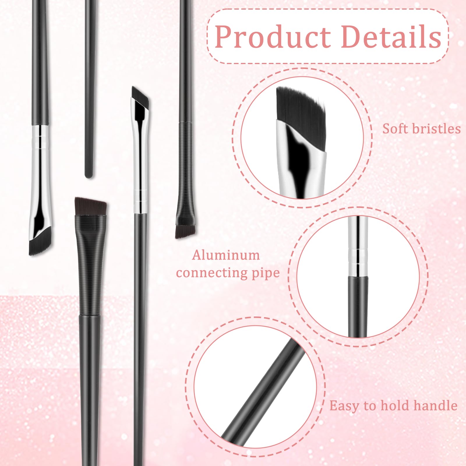 5Pcs Eyeliner Brushes, Fine Angled Eye Liner Ultra thin Precision Makeup Brushes Set, Slanted Flat Angle Eyeliner Brushes for Precision Liner
