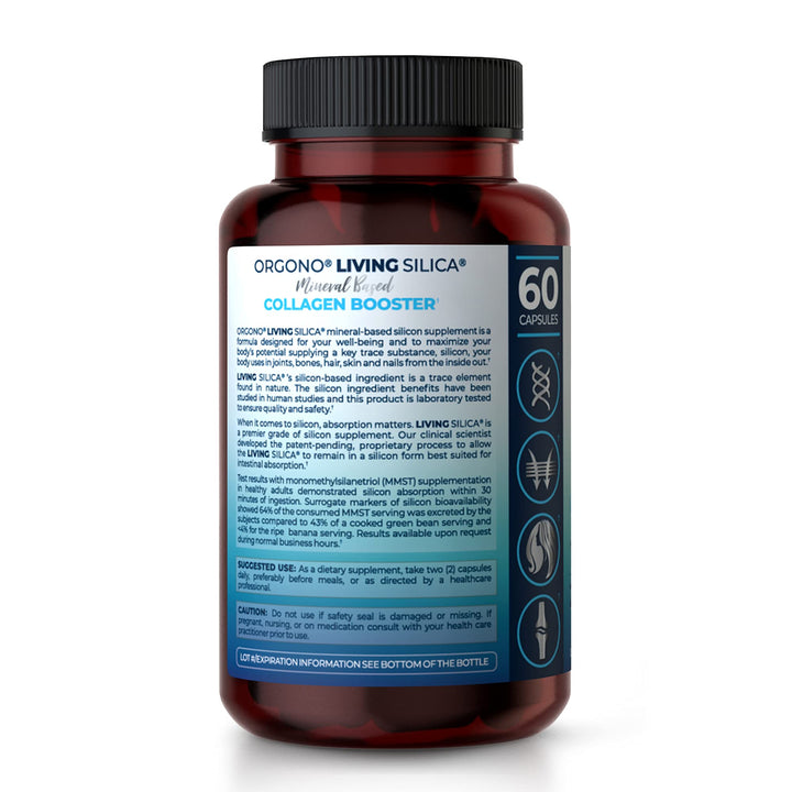 Living Silica Collagen Booster Capsules | Ultra High Absorption | Supports Healthy Collagen and Elastin Production for Joint & Bone Support, Glowing Skin, Strong Hair & Nails