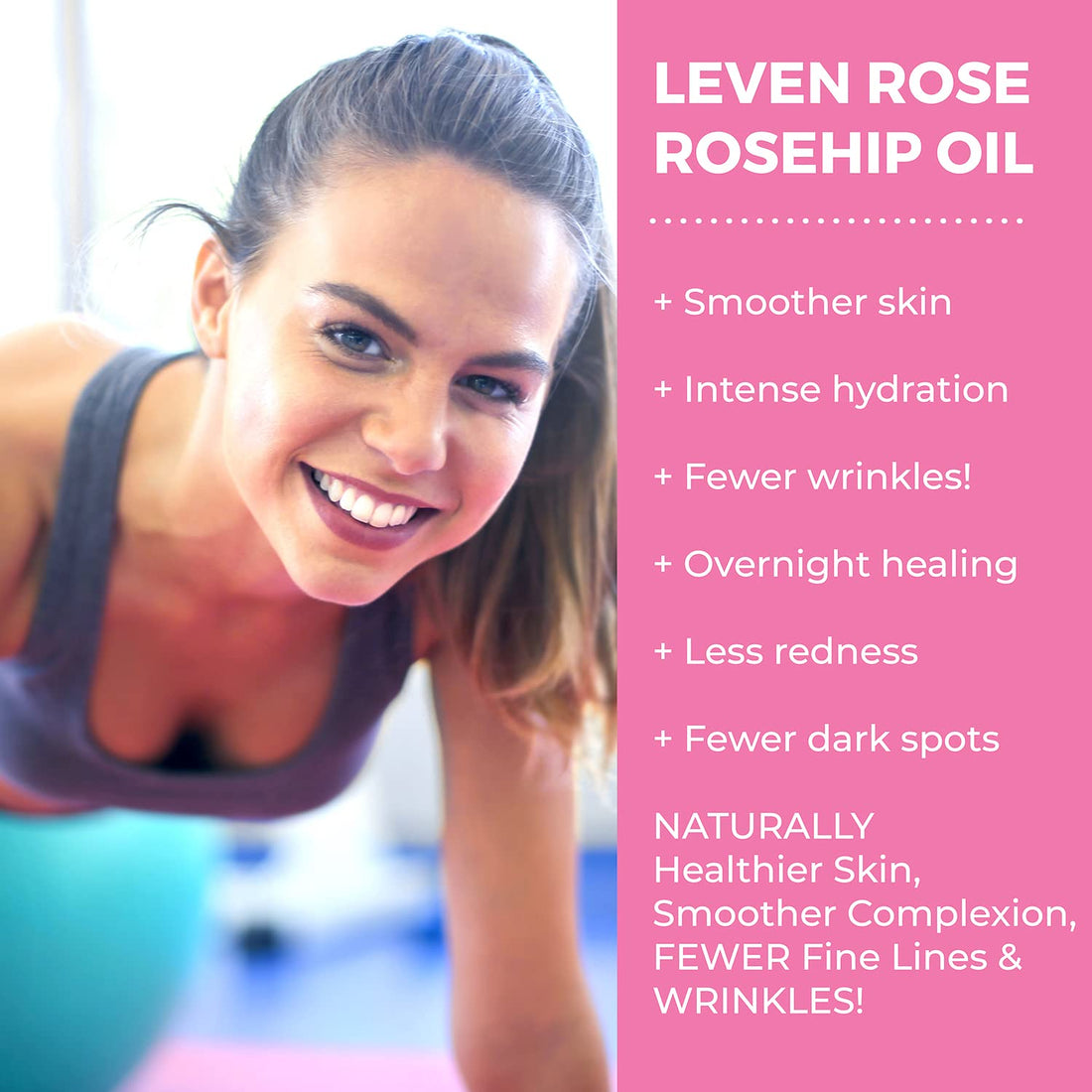 Leven Rose Rosehip Seed Oil 32 oz - Pure Cold Pressed Oil for Face, Body, Hair, Skin & Nails - Nighttime Moisturizer
