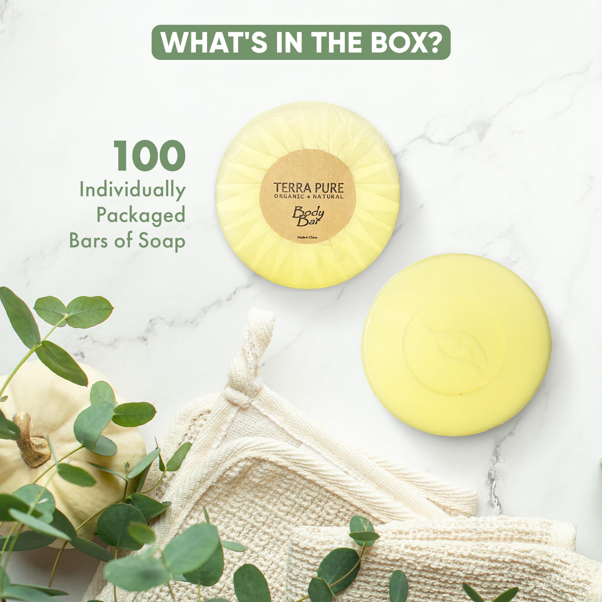 Terra Pure Bar Soap, Travel Size Hotel Amenities, 1.25 oz (Pack of 100)