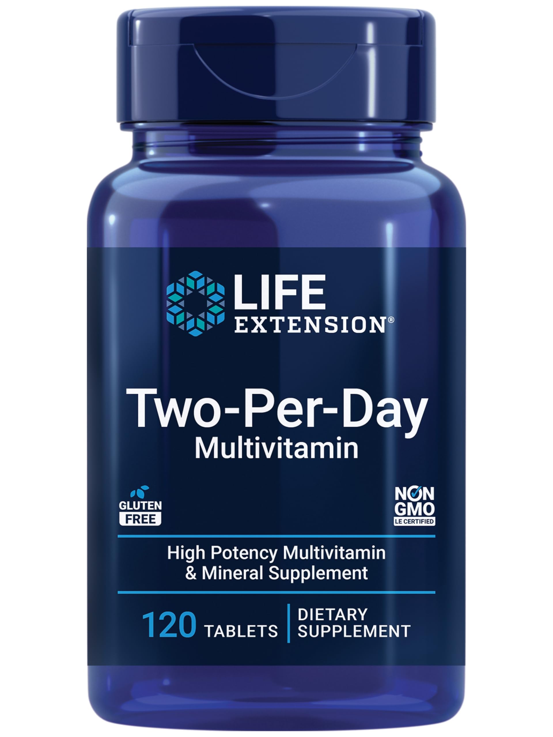 Life Extension Two-Per-Day High Potency Multi-Vitamin & Mineral Supplement - Vitamins, Minerals, Plant Extracts, Quercetin, 5-MTHF Folate & More - Gluten-Free - Non-GMO - 120 Tablets