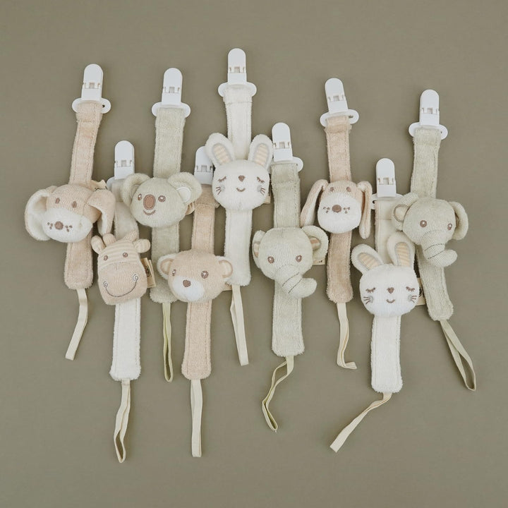 COTTONBEBE Pacifier Clip, 2 Pack Baby Pacifier Holder for Boys and Girls Fits Many Pacifiers & Baby Teething Toys, Ideal Baby Gift (Rabbit&Bear)