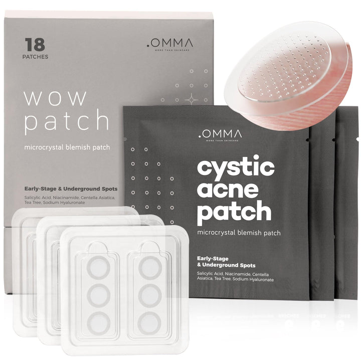 OMMA Korean Microdart Acne Patch, Cystic Acne Treatment, Micropoint Pimple Patches for Face for Early-Stage Painful Zits, Salicylic Acid & Tea Tree - 14 mm Zit Stickers (18 Count)