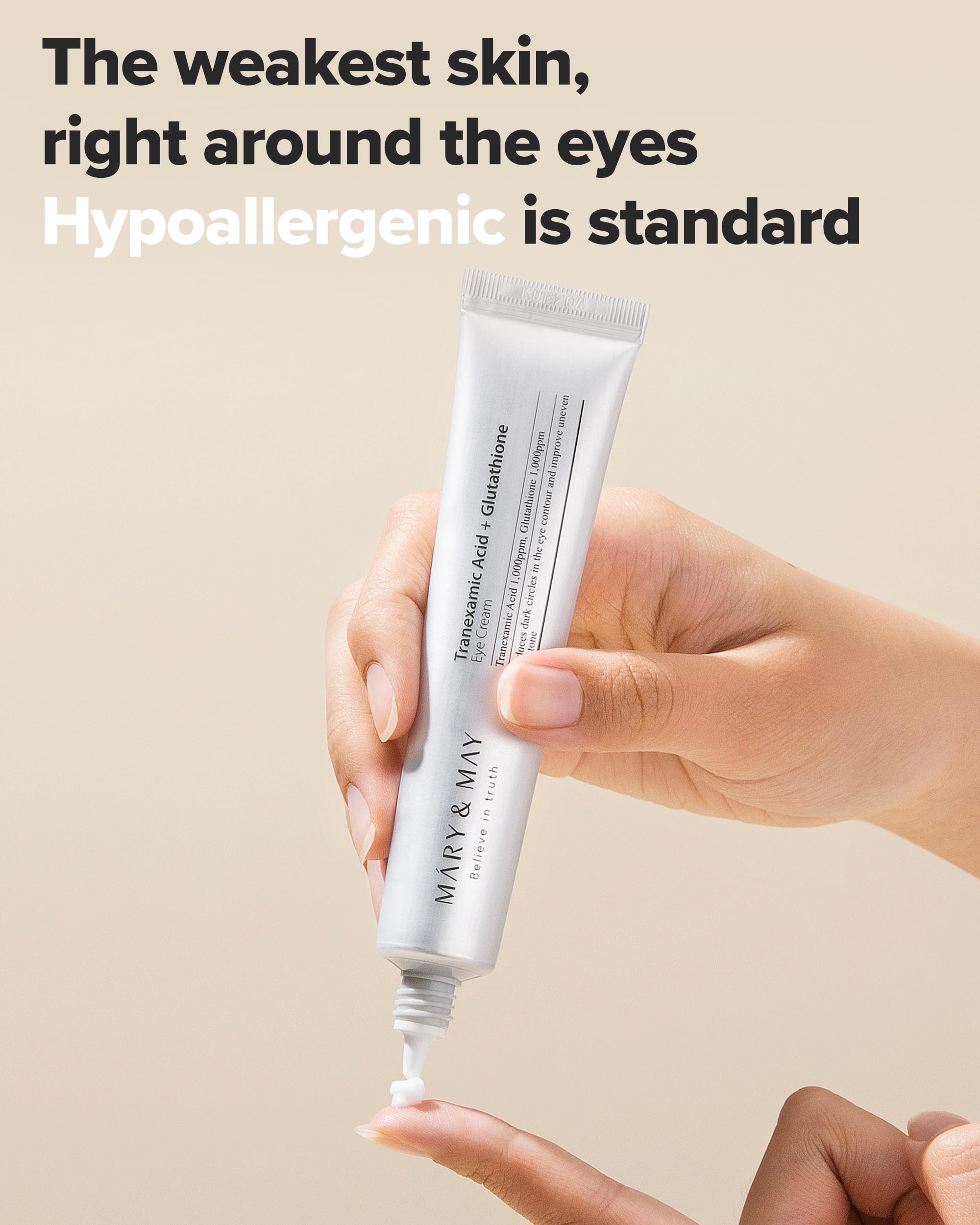 Mary&May Tranexamic Acid + Glutathione Eye Cream - Powerful Antioxidant, Reduces Dark Circles in the Eye, Improve Uneven Skin Tone with Vitamin C - Suitable for Morning and Night Use, 1.01 oz.