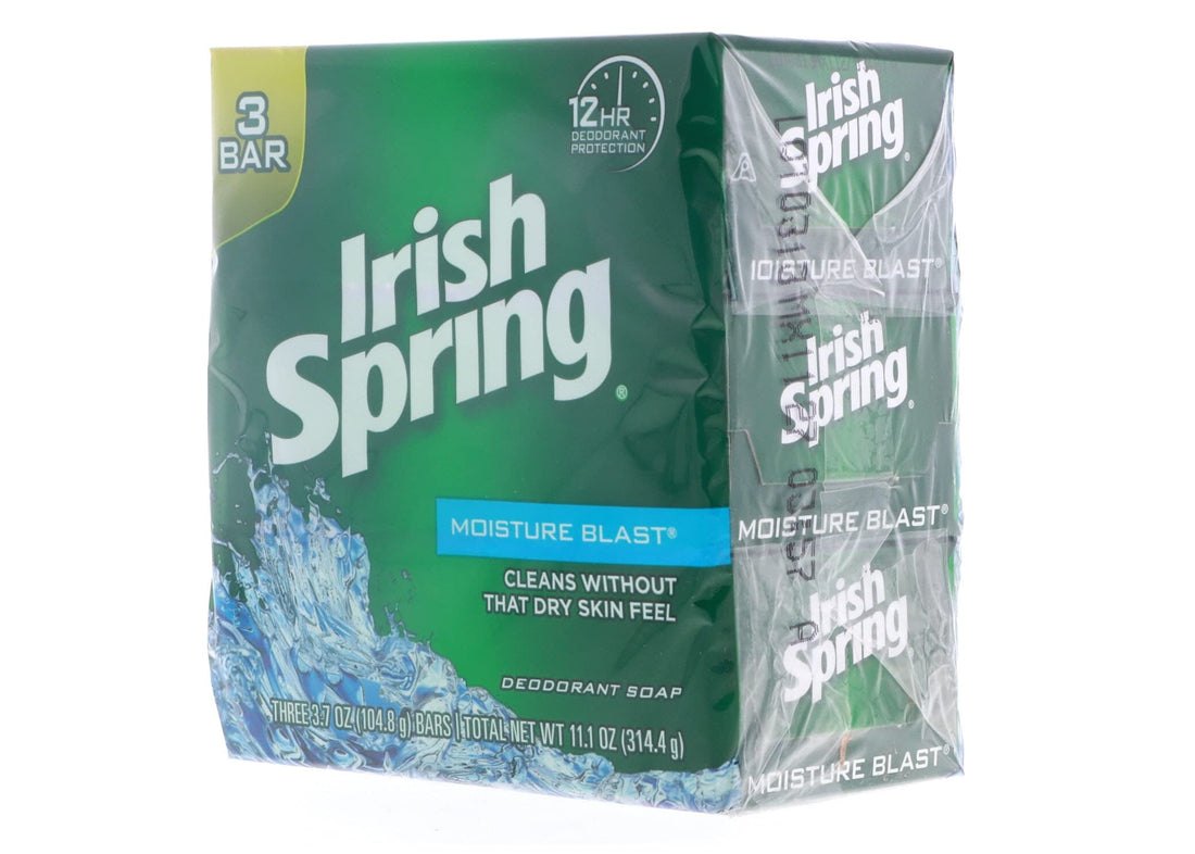 Irish Spring Moisture Blast Deodorant Bar Soap, 3.75 oz bars, 3 ea (Pack of 2)