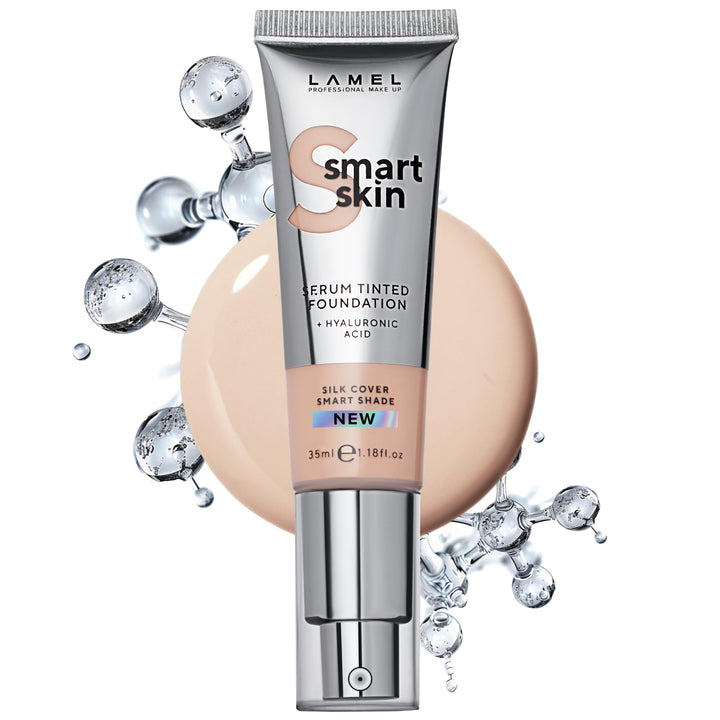 LAMEL Smartskin Serum Tinted Foundation - Hydrating & Nourishing - Hypoallergenic & Skin-Caring - Color Correcting - Anti-Aging Formula with Hyaluronic Acid - 401, 1.18 fl.oz