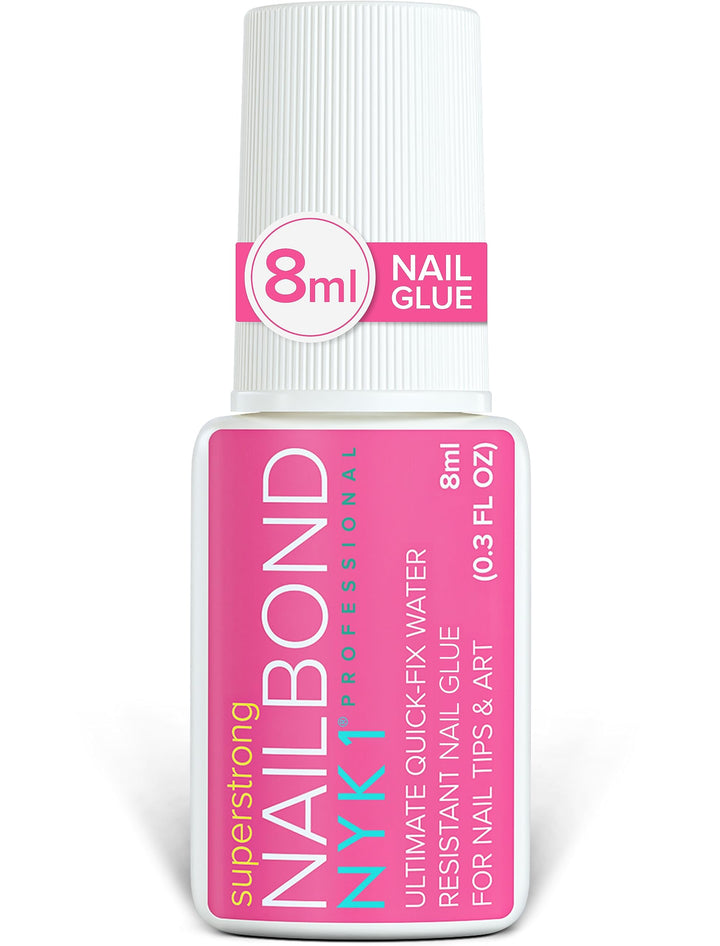 Super Strong Nail Glue for Press On Nails, Nail Tips & Acrylic Nails (8ml) NYK1 Nail Bond Brush On Nail Glue for Press Ons, Long Lasting Nail Glue for Acrylic Nails Fake Nails Tips Nail Glue