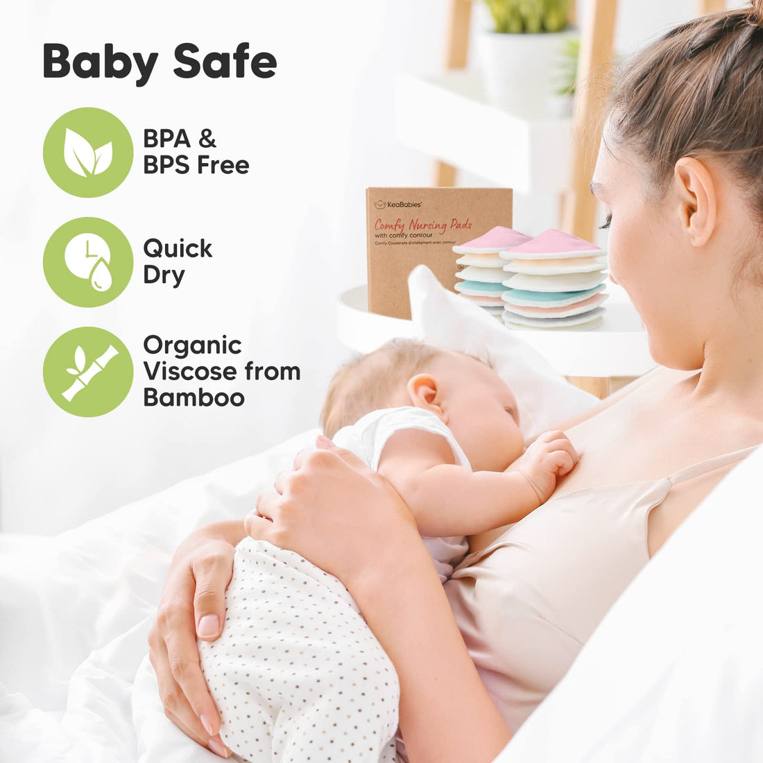 Organic Nursing Pads - 14 Washable Viscose Derived from Bamboo Breastfeeding Pads, Wash Bag, Reusable Breast Pads for Breastfeeding, Nipple Pads for Breastfeeding Essentials(Pastel Touch, L 4.8)
