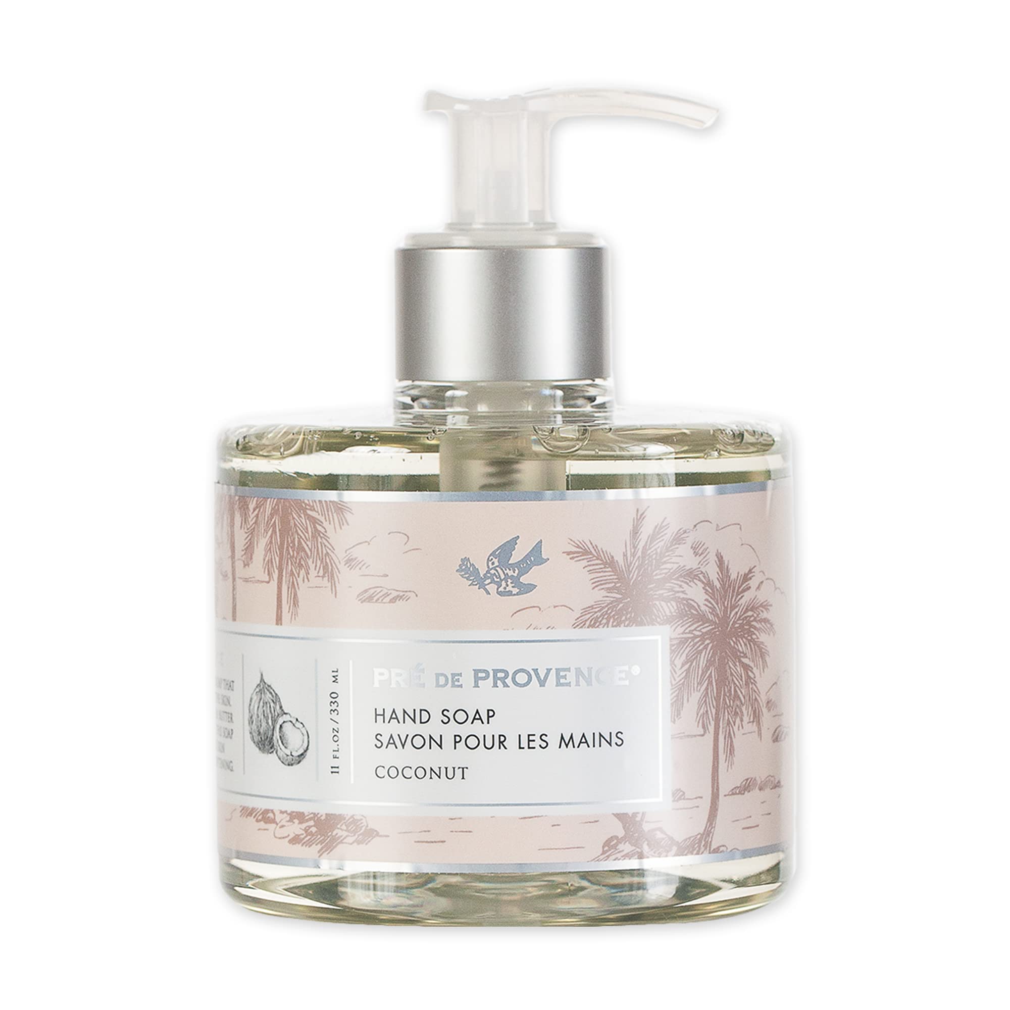 Pre de Provence Collection Liquid Hand Soap, Sooths & Softens while Cleansing, Enriched with Shea Butter, Vitamin E & Glycerin, Soft & Soothing, 11 fl oz, Coconut