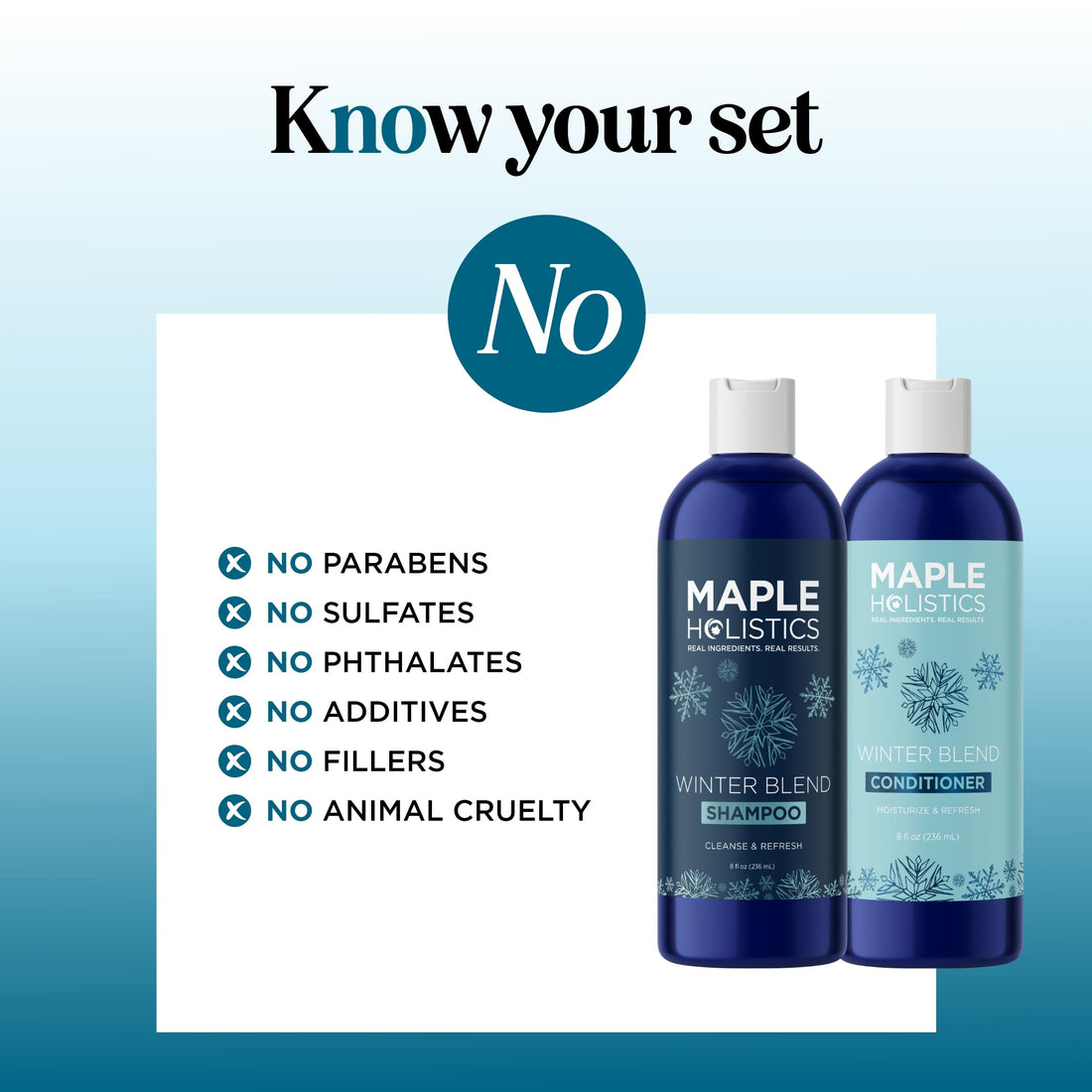 Shampoo and Conditioner Set  Winter Blend Shampoo + Natural Conditioner Set with 5 Mint Varieties  Gentle Ingredients for Women & Men - Safe for Colored Treated Hair  USA Made By Maple Holistics