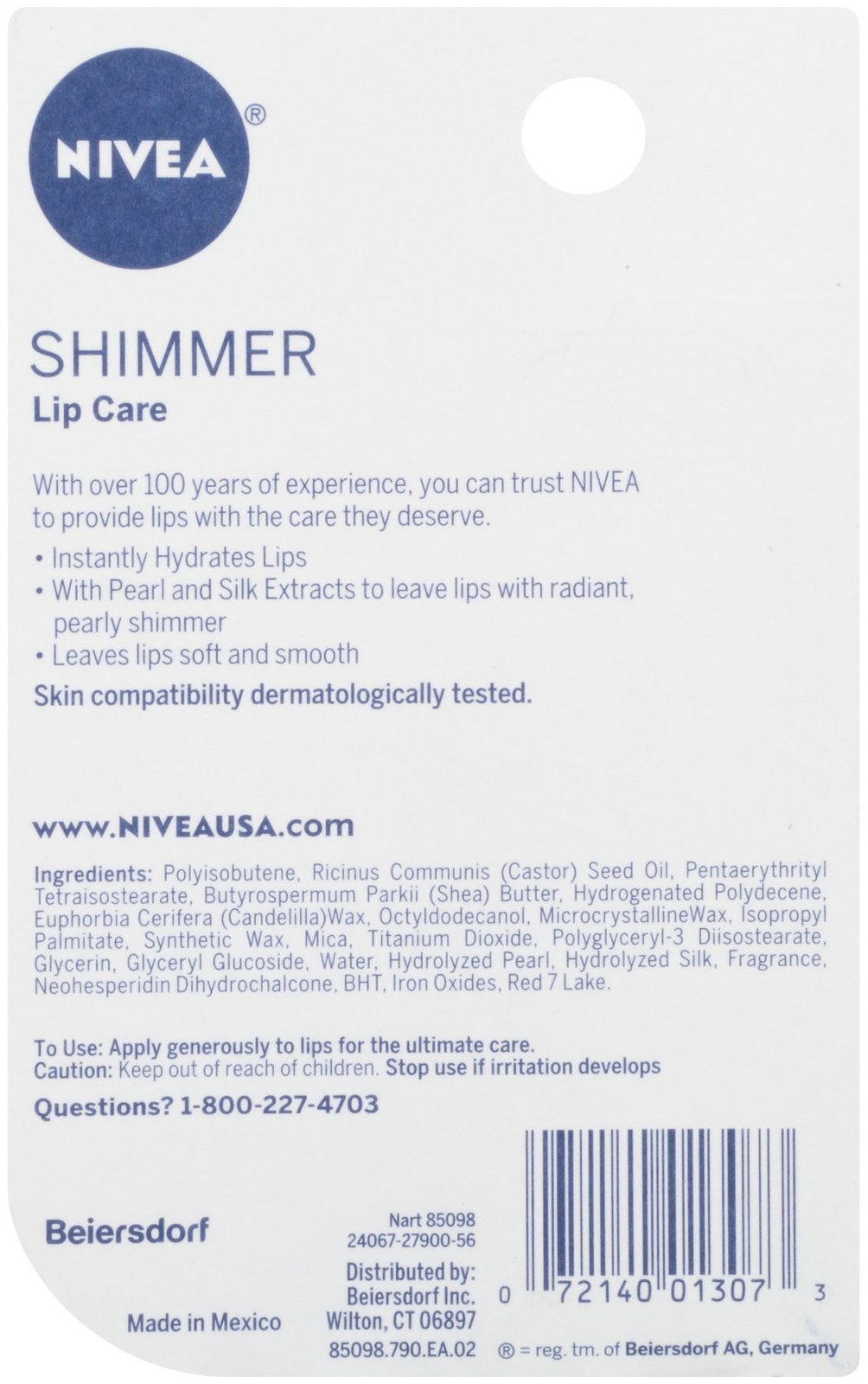Nivea A Kiss Of Shimmer Radiant Lip Care -- 0.17 Oz, Multicolor