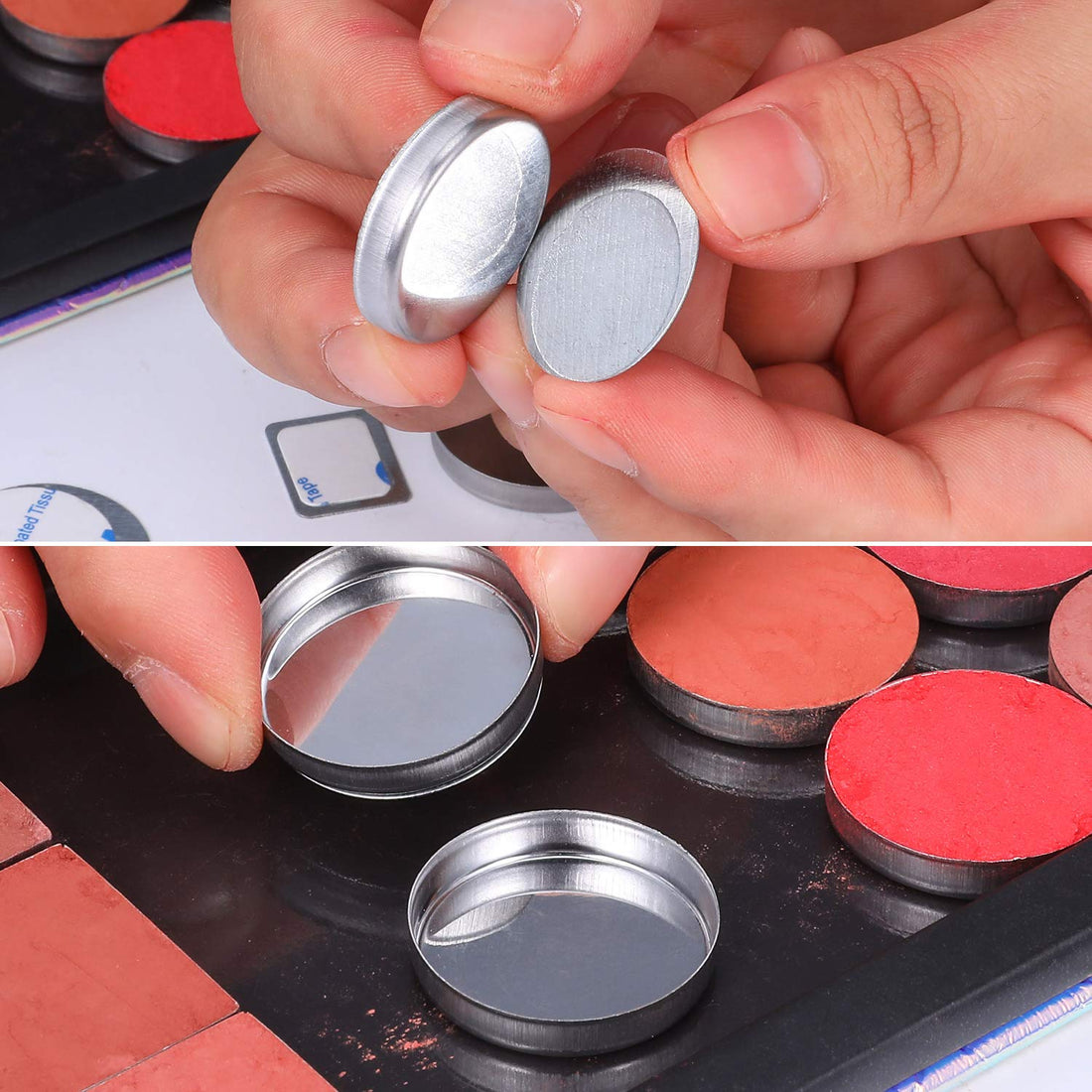 Sumind Empty Makeup Eyeshadow Palette Set 1 Magnetic Empty Palette with 1 Depotting Spatula and 30 Pieces Adhesive Empty Palette Metal Stickers Empty Palette Kit for Makeups (Rectangle)