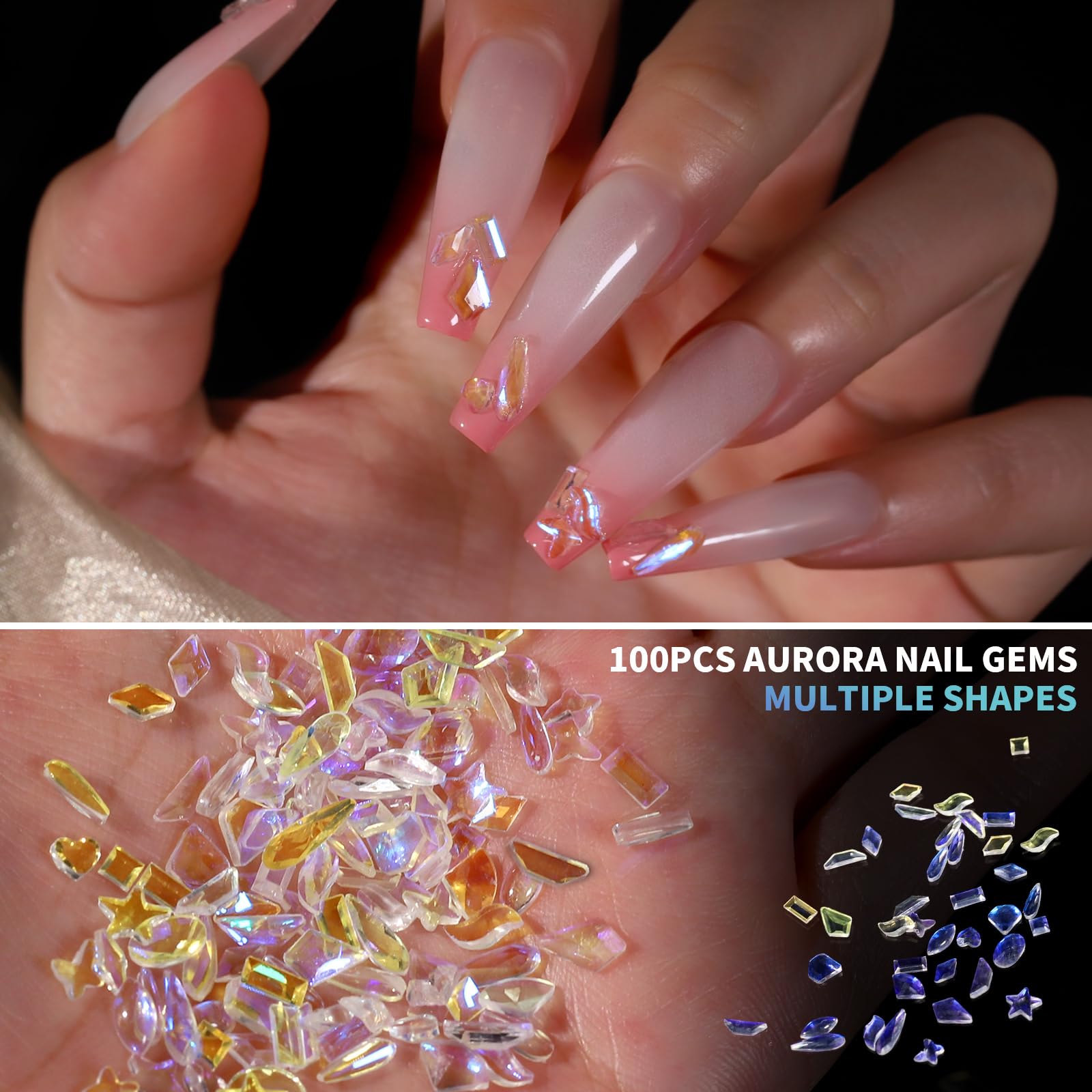 Teenitor Pearl Chrome Nail Powder Kit, 4pcs Nail Chrome Powder for Nails, Chrome Powder for Gel Nails, Cromer Nail Powder Art Nail Art Kit White Chrome Nail Powder, Chrome for Nails