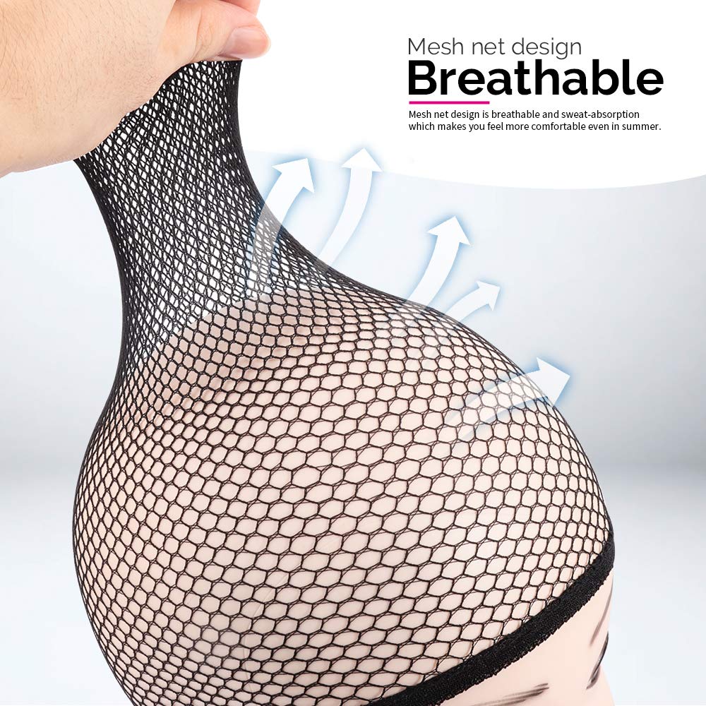 Wig Cap, FANDAMEI 4PCS Black Mesh Wig Cap Net, Closed End Hair Mesh Net Wig Caps, Liner Weaving Caps for Women, Men, Kids