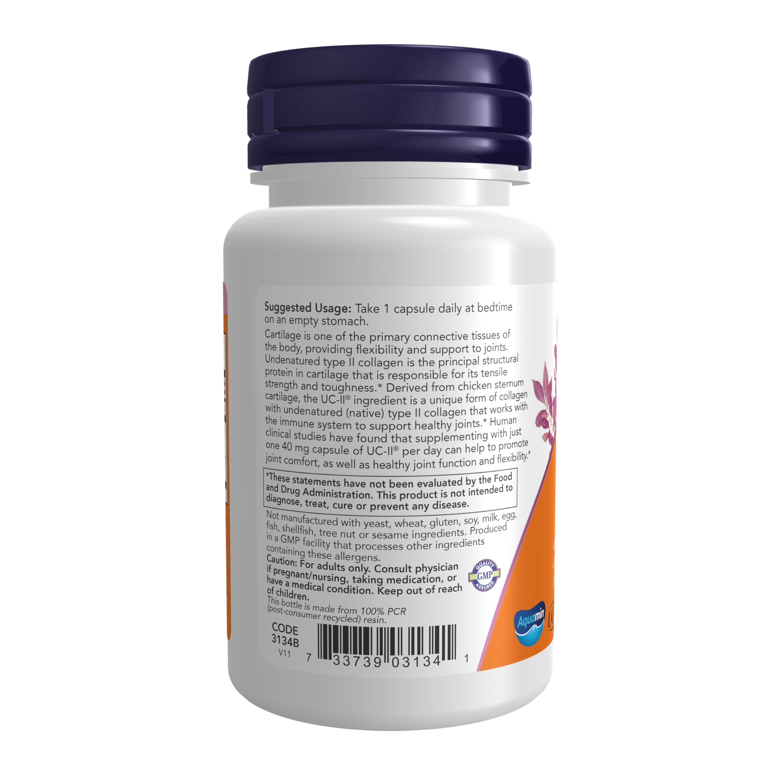 NOW Foods Supplements, UC-II Type II Collagen with Undenatured Type II Collagen, 60 Veg Capsules