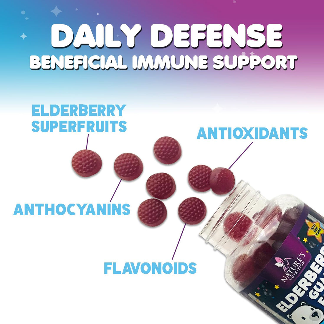 Children's Daily Immune Support Gummies with Real Elderberry + Vitamin C & Zinc to Support Kids Healthy Immune System, Natures Sambucus Elderberry Gummy, Chewable Supplement, Gluten-Free, 120 Gummies