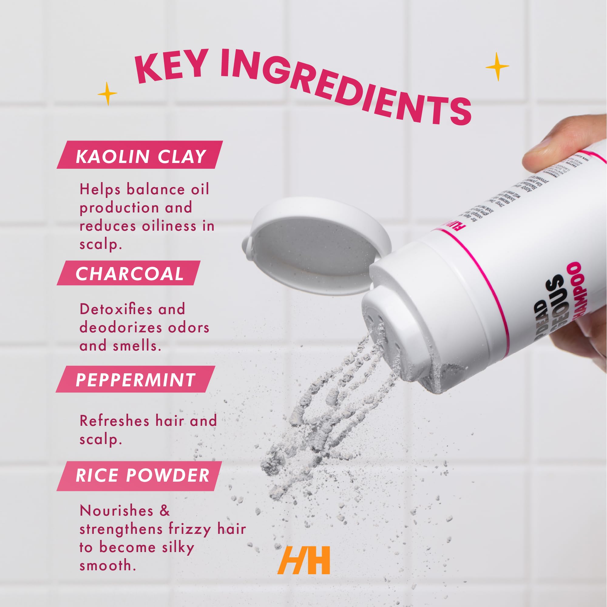 Handmade Heroes Non Aerosol Dry Shampoo Powder 1.8oz 100% Natural & Vegan Volumizing Powder For Dark Hair & Brunette Hair