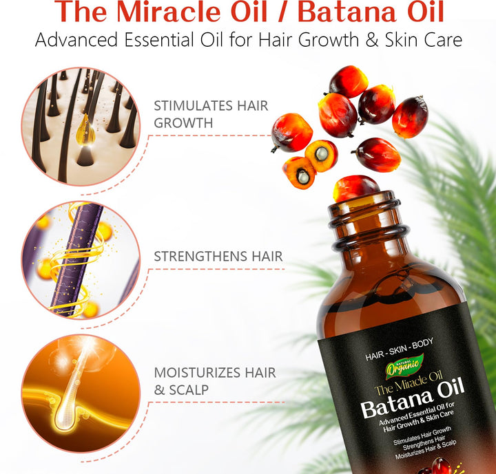 Uruses Moisturizing Massage Batana Oil, 100% Pure & Natural, Organic for Anti Hair Loss & Repair Damaged Hair Growth, 2PCS for Aromatherapy, Unscented, 4.04 Fl Oz