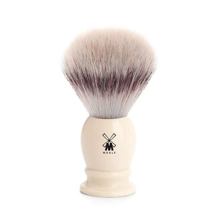 Muhle Synthetic Silvertip Fibre Shaving Brush With Medium Size Imitation Ivory Resin Handle
