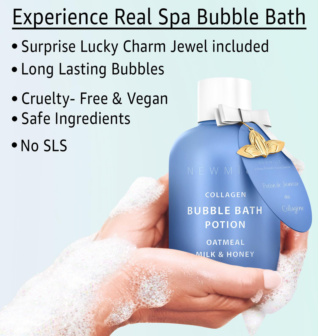 Collagen Luxury Bubble Bath Long Lasting Foam with Oatmeal Milk Honey Moisturizing Relaxing Stress Relief Calming Self Care Spa Gift for Women and Men