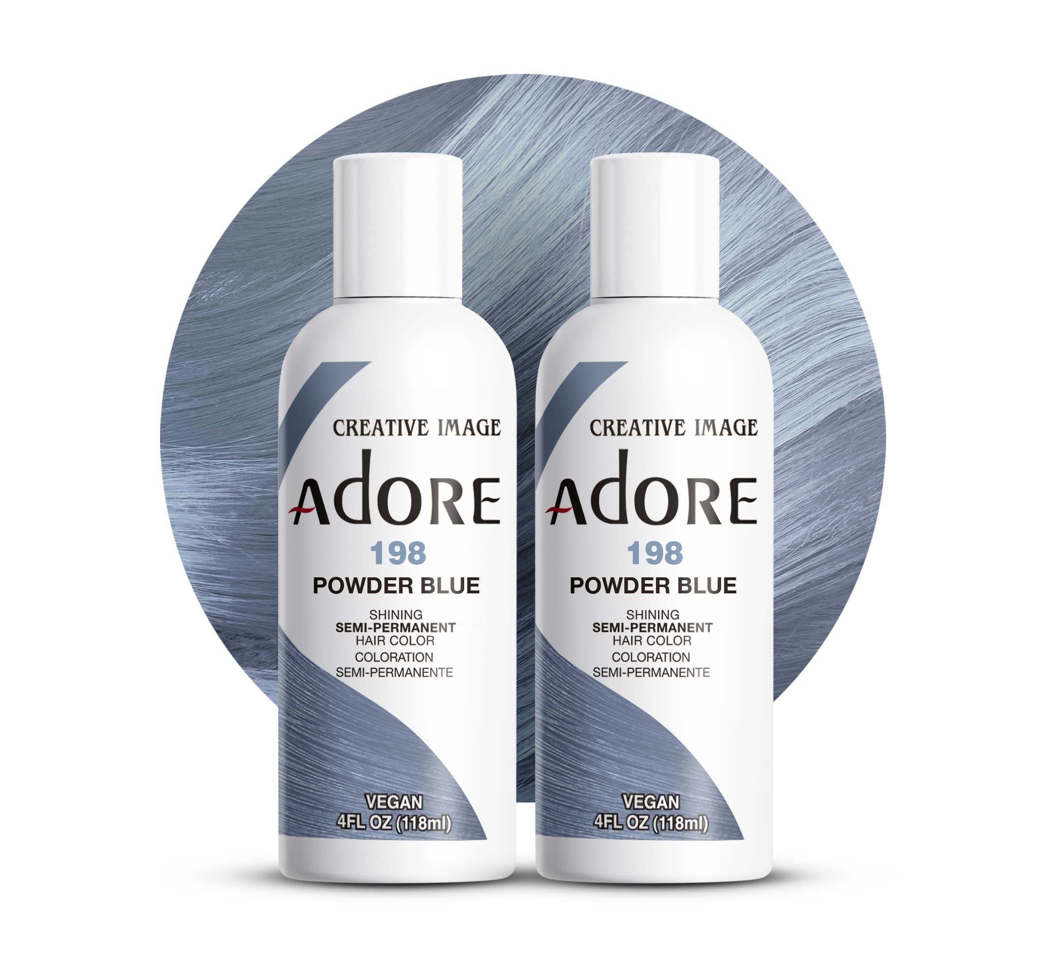 Adore Semi-Permanent Haircolor #198 Powder Blue 4 Ounce (118ml) (Pack of 2)