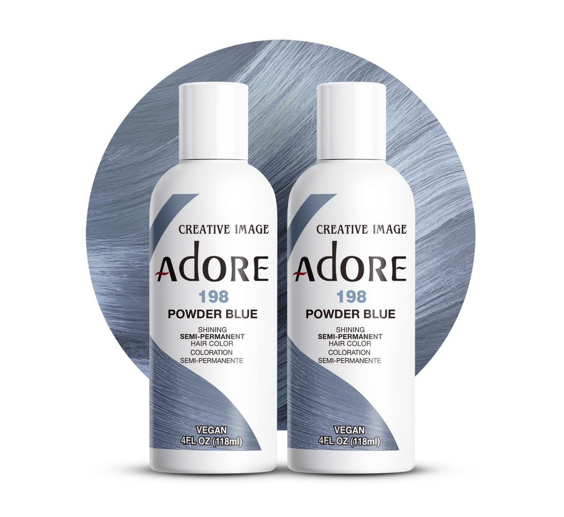 Adore Semi-Permanent Haircolor #198 Powder Blue 4 Ounce (118ml) (Pack of 2)