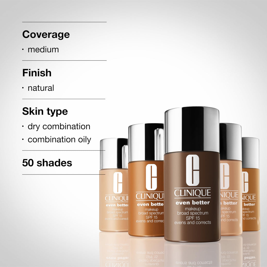 Clinique Even Better Makeup Liquid Foundation SPF 15 With Vitamin C For Dry + Oily Combination Skin Types | Medium Coverage + Natural Finish | Evens Skin Tone + Reduces Dark Spots, Cream Chamois