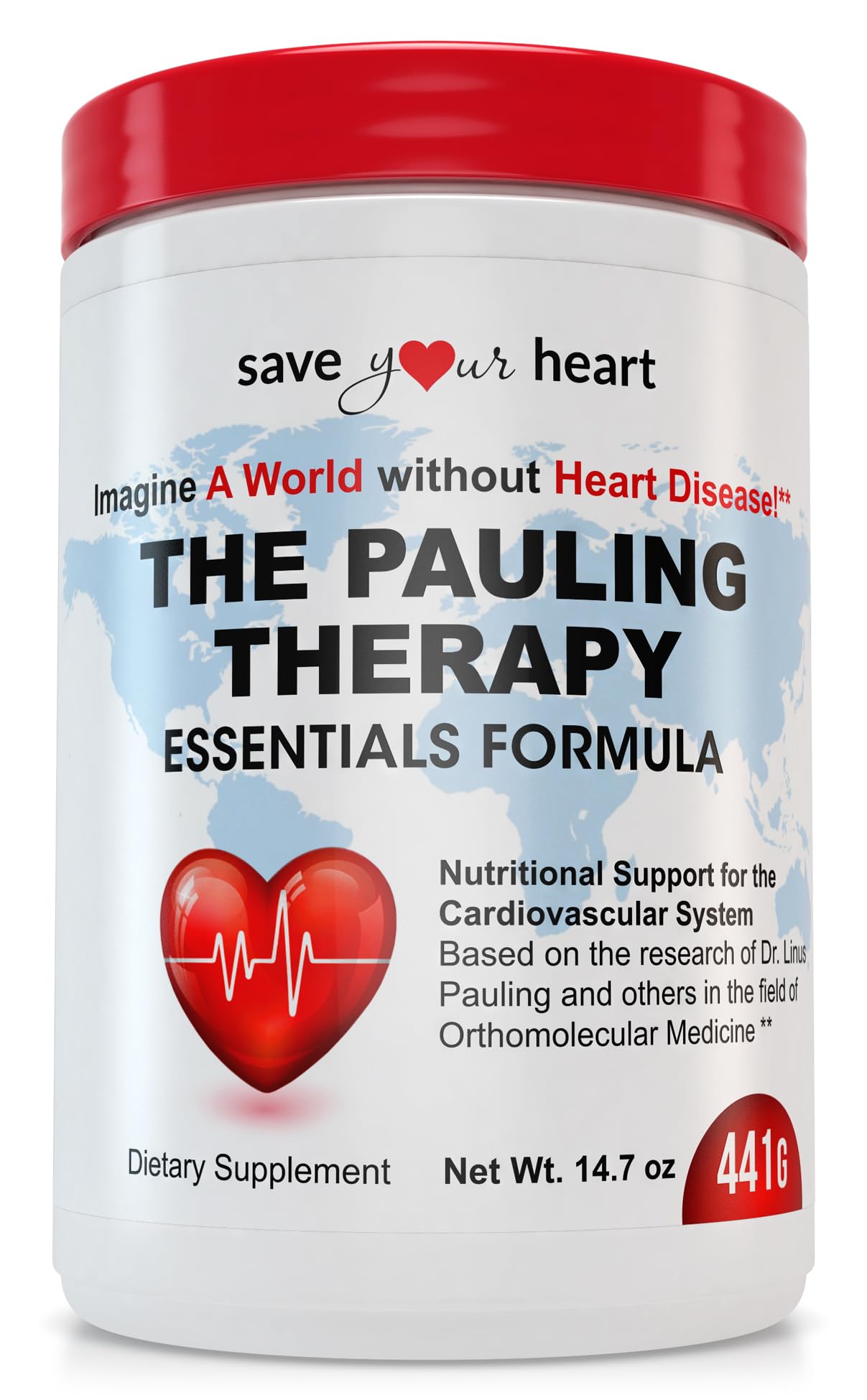 SAVE YOUR HEART Cardio Health Powder Supplement - The Pauling Therapy Essentials Formula (PTEF) Healthy Vitamin C, B-12, L-Lysine, L-Arginine, Magnesium, Zinc + Vitamins, Minerals & Antioxidants