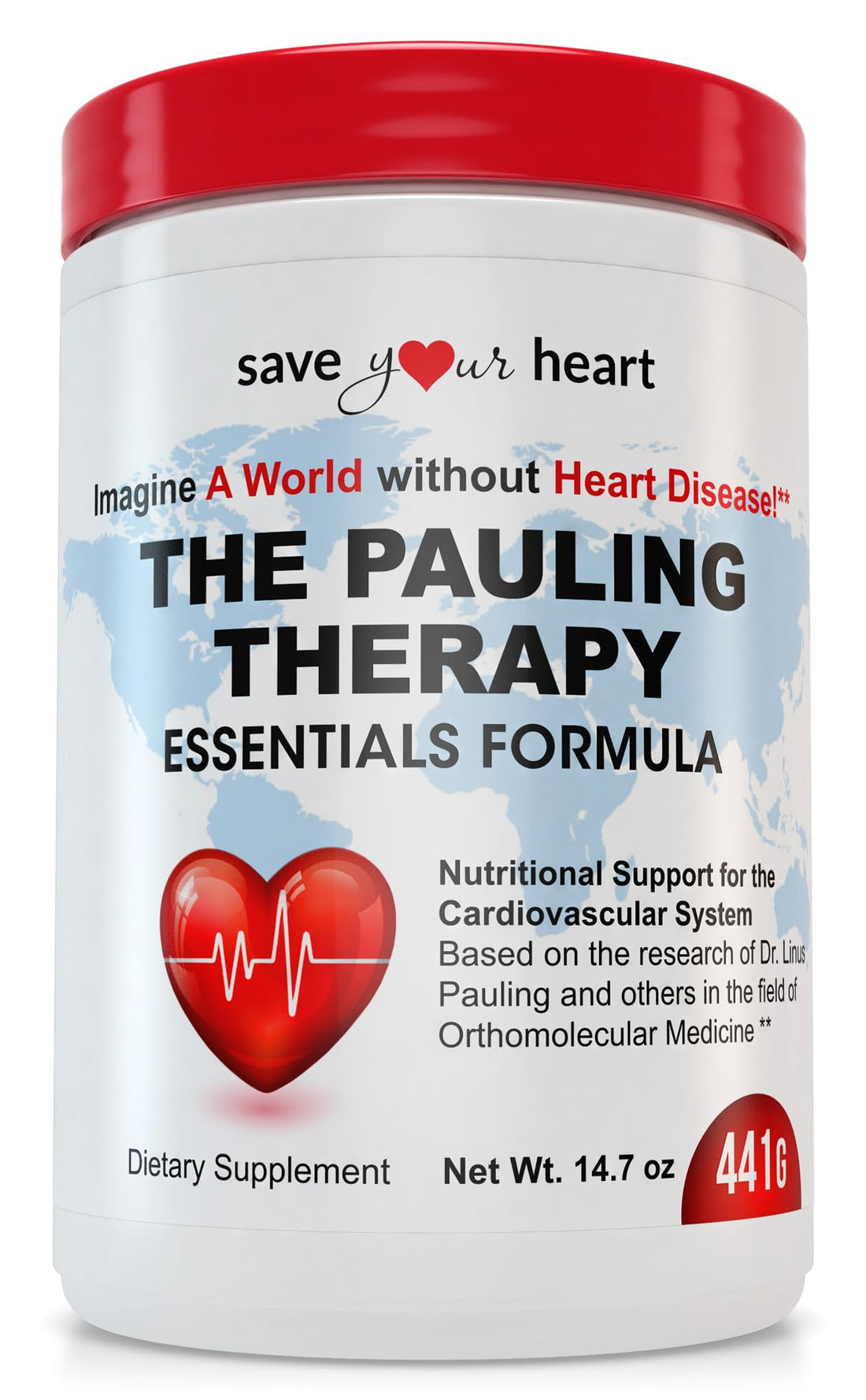 SAVE YOUR HEART Cardio Health Powder Supplement - The Pauling Therapy Essentials Formula (PTEF) Healthy Vitamin C, B-12, L-Lysine, L-Arginine, Magnesium, Zinc + Vitamins, Minerals & Antioxidants