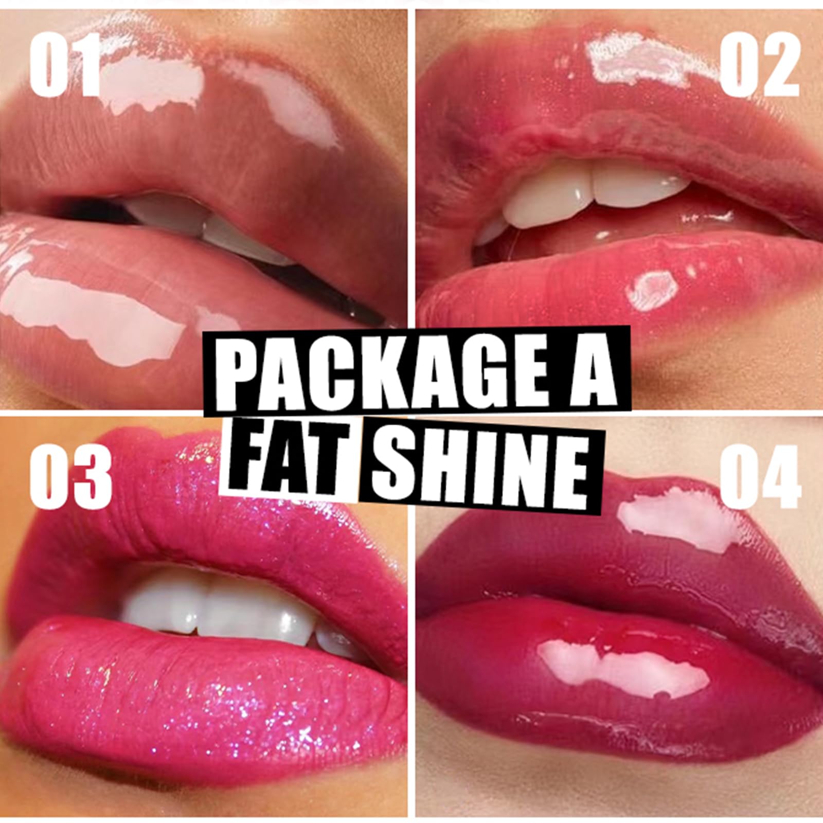 Lip Gloss,4Pcs Plumping Lip Oil, High Shine,Crystal Jelly Lipsticks, 12 Hours Hydrating, Non-Sticky, Tinted Lip Oil Lip Tint