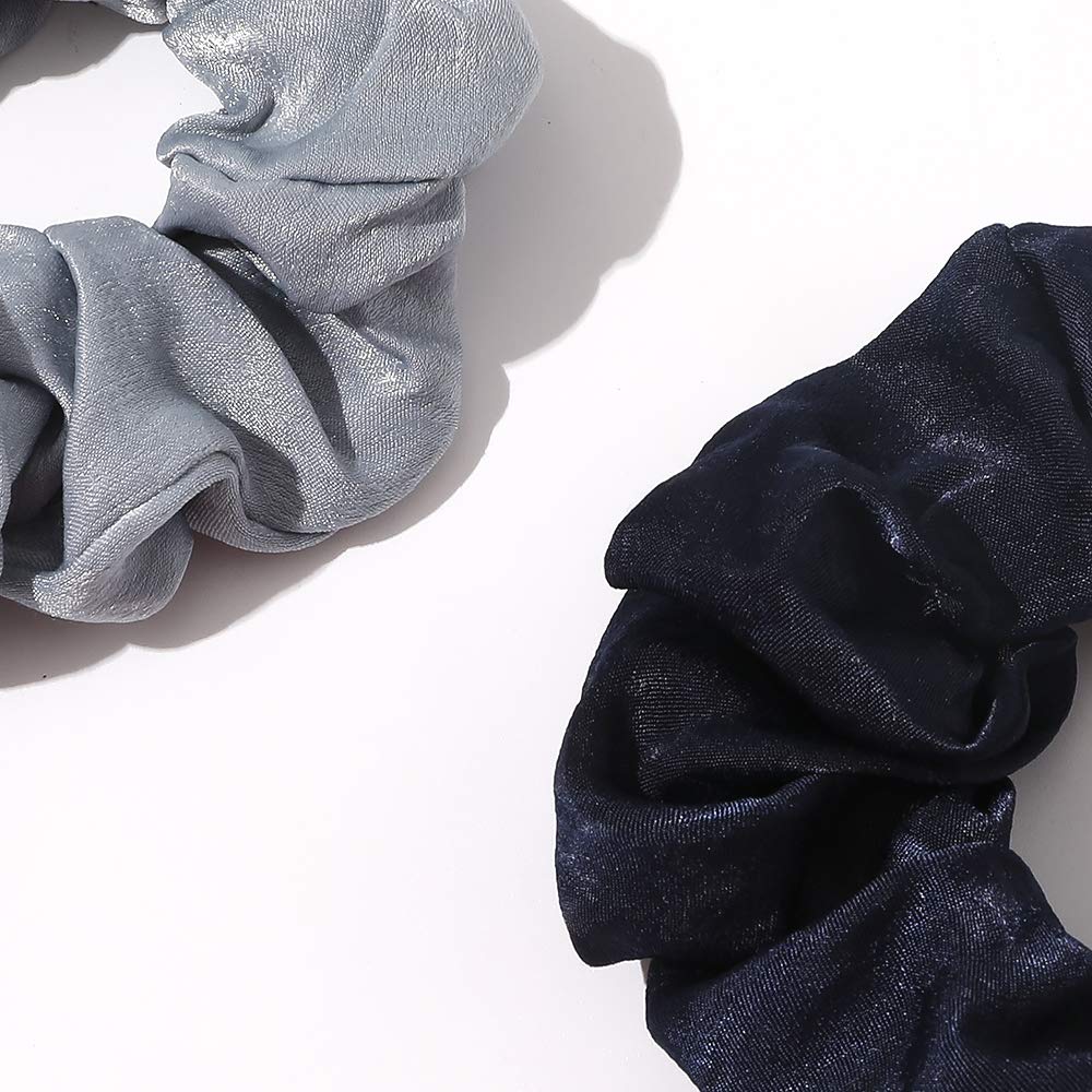 Silk Satin Scrunchies Women Hair Ties - Ivyu Big Scrunchy Ponytail Holder No Crease Hair Bands Soft Elastic No Hurt Your Hair for Vsco Girl Women Black Gray Dark Blue Light Blue