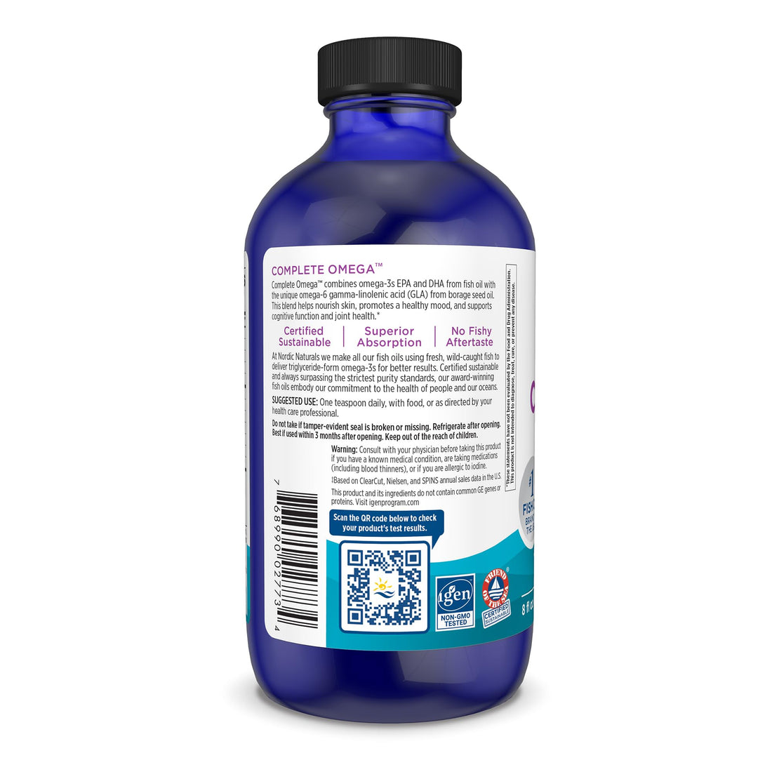 Nordic Naturals Complete Omega, Lemon Flavor - 8 oz - 1270 mg Omega-3 - EPA & DHA with Added GLA - Healthy Skin & Joints, Cognition, Positive Mood - Non-GMO - 48 Servings