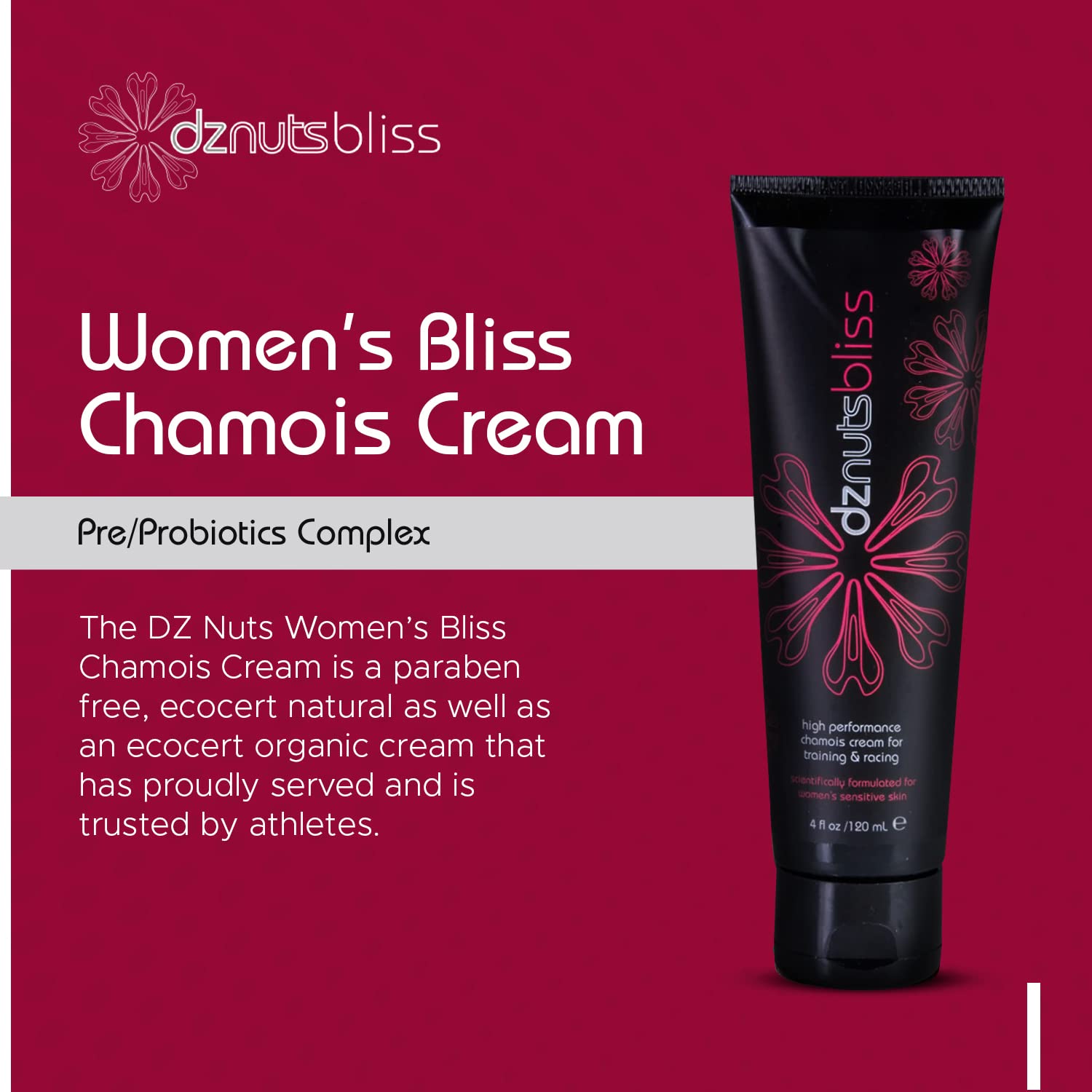 dznuts - Women’s Bliss Chamois Cream - Anti-Chafing for Saddle Sores, Thigh Friction, Skin Irritation - Cyclists, Runners, Triathletes 3 Pack