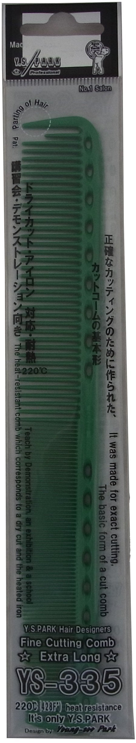 Ys Park 335 Fine Cutting Comb (Extra Long) Green