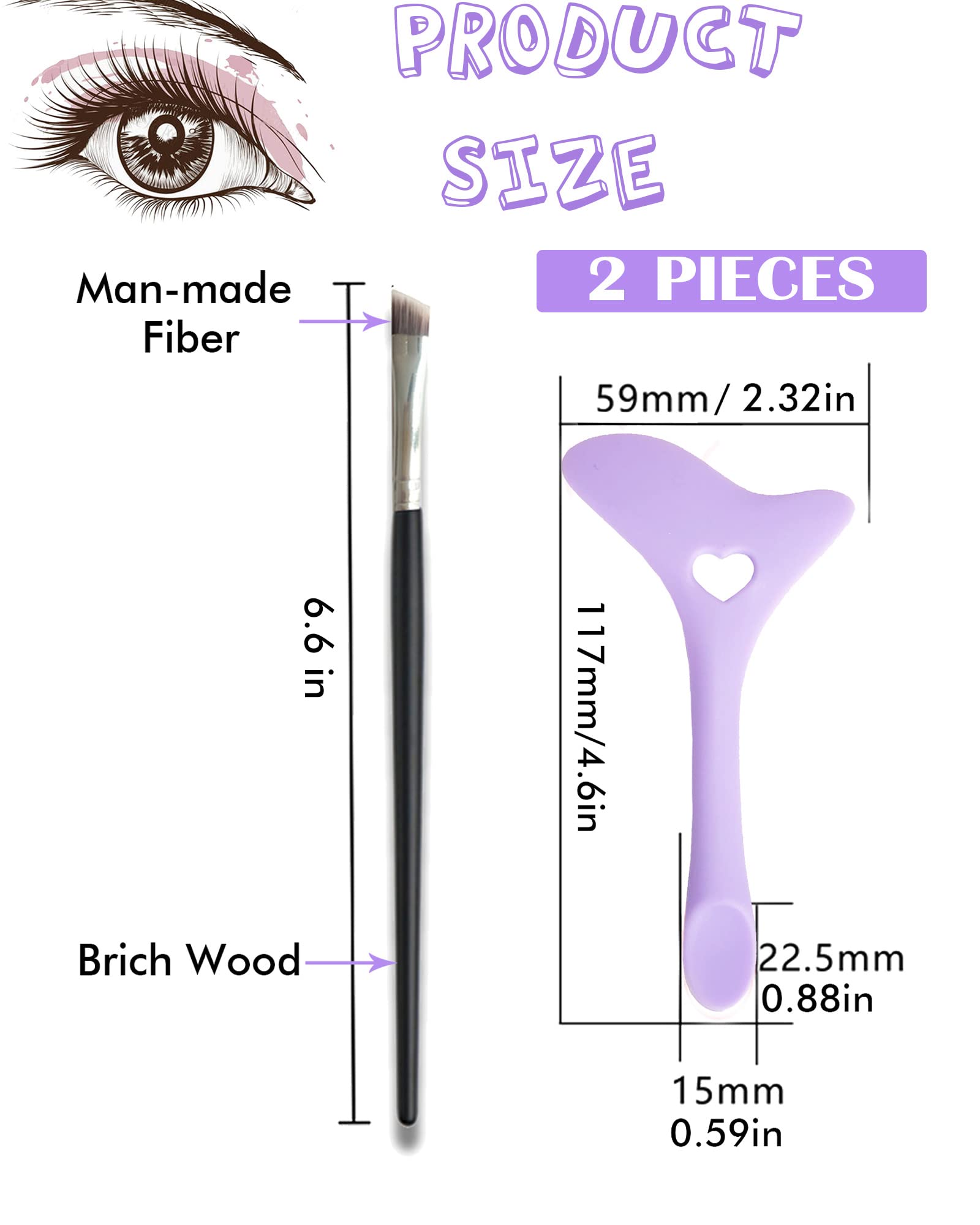 DogieLyn Slanted Ultra Thin Winged Eyeliner Brush Silicone Eye Liner Stencils Makeup Aid,Angled Eyeliner Brush Slanted-Small Thin Winged Liner Eyeshadow Eyebrow Tool(Purple)