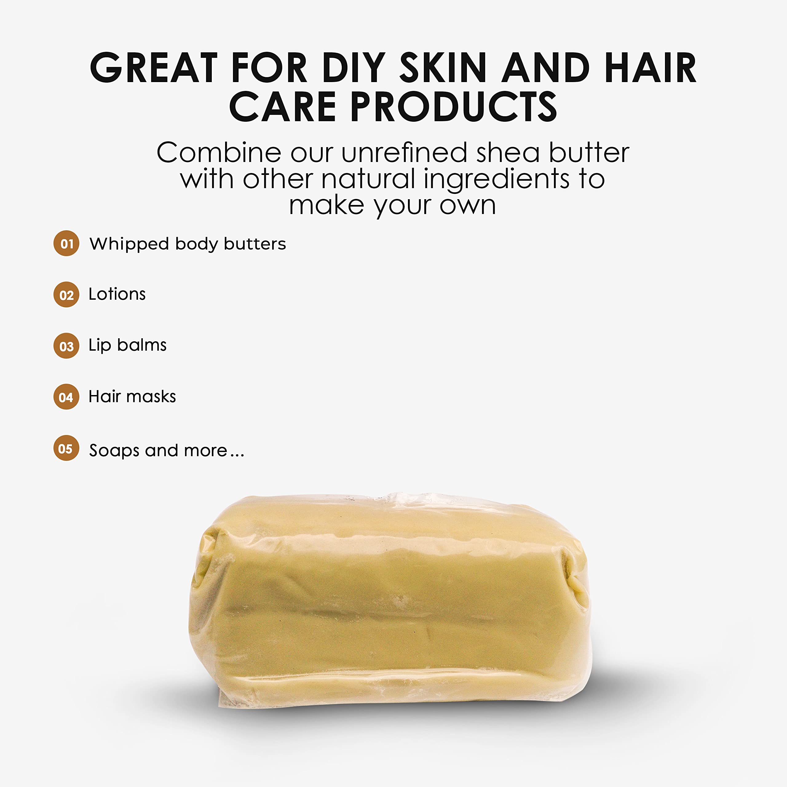 Nourichesse Unrefined Ivory Shea Butter - 1LB (16oz) Block, 100% Pure Raw Shea Butter